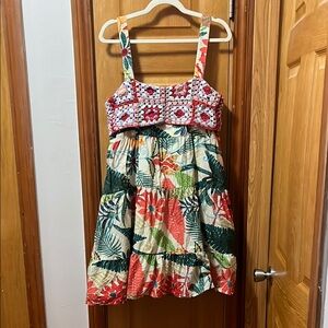 FARM Rio Red and White Tiered Mini Sundress